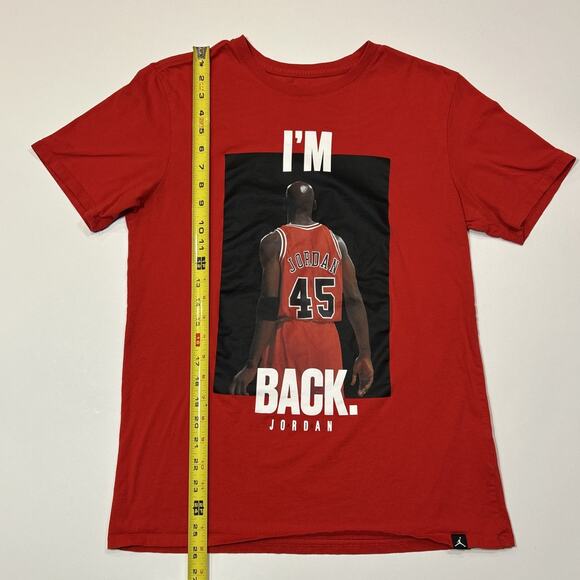 Air Jordan Shirt Mens Size Medium Red Im Back Basketball Short Sleeve Tee - Picture 10 of 11